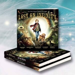 The fully illustrated, 180-page book of Lost on Infinity is here. Dive into the adventure and follow along with links to the audiobook for a truly immersive experience.