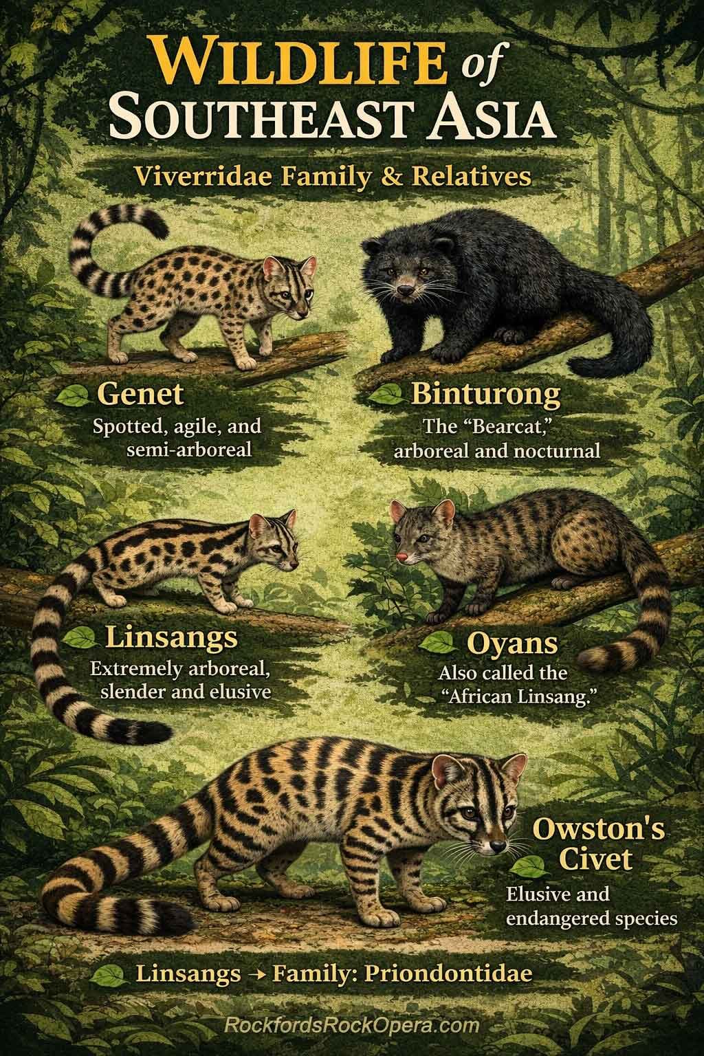 A diagram showing species in Family-Viverridae