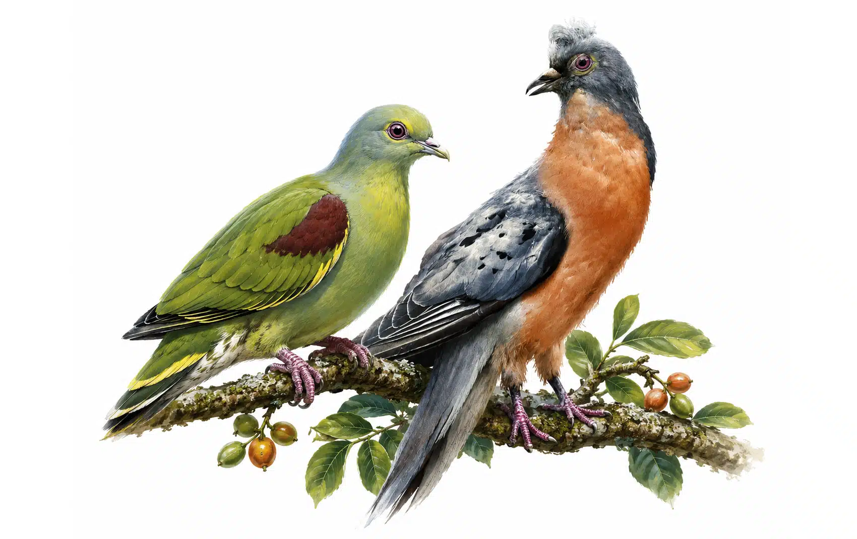 The endangered Timor Green Pigeon and the Passenger Pigeon from Lost on Infinity story