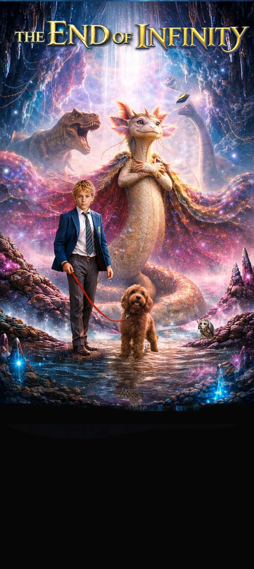 End of Infinity Audiobook Cover artwork. The Amazing New Adventure in Sound from Rockford’s Rock Opera. Award-winning audio storytelling for all the family.
